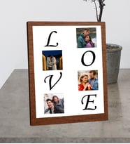 Kişiye Özel Masaüstü 4 Fotoğraflı LOVE Tasarım Ahşap Mdf Resimli Kolaj Çerçeve