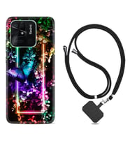 Xiaomi Redmi Note 7 8 9 Pro 10 2022 10 Pro 10S Kılıf Boyun Askılı Silikon Butterfly Neon 1684