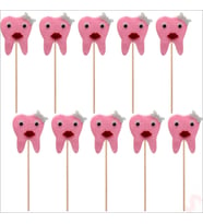 Diş Figürlü Keçe Çubuk SüS, 27cm x 6,5cm - Pembe, 10 Adet (STD)