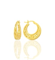 Gümüş altın yaldızlı özel işçilikli desenli füzyon halka küpe SGTL12539GOLD