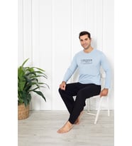 Sude Homewear Erkek Bebe Mavisi Süprem Uzun Kol Pijama Takımı