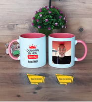Dayıya Hediye Kupa Bardak Pembe Fotoğraflı Dayıya Doğum Günü Hediyesi