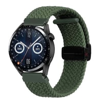 Sneezy Samsung Galaxy Watch 5 Pro R-920 İle Uyumlu 20mm FiberLink Manyetik Tokalı Kumaş Örgü Kordon (Haki)