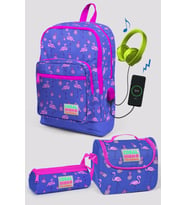 Coral High Mor Flamingo Desenli Okul Çanta Seti - Kız Çocuk