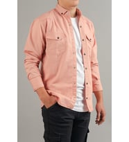 Bombe Slim Fit Erkek Kot Gömlek Bordo (Pudra)