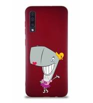 Samsung Galaxy A50 Soft Premier Kapak Pearl Yengeç Tasarımlı Silikon Kılıf - Mürdüm (Şeffaf)