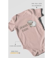 Ablasının Kuzusu Baskılı Bebek Zıbını – Çıtçıtlı Body  %100 Pamuk Kısa Kol (Pastel Pembe)