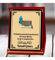 Müdür Yardımcısı Baskılı Plaket (3. Tasarım)  Kişiye Özel (Kırmızı)