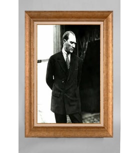 Çerçeveli Paspartulu Atatürk Tablo a51 (Gold)