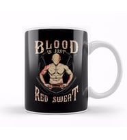 Funny Blood Is Just Red Sweat MMA Martial Arts Pun Kupa Bardak Porselen