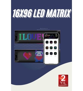 Cama Yapışan En Büyük Boy 16X96 Telefon Kontrollü Led Ekran Digital Araba Yazısı