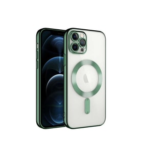 Apple iPhone 11 Pro Max Uyumlu Kılıf Kamera Korumalı M-safe Wireless Şarj Özellikli Zore Demre Kapak (Koyu Yeşil)
