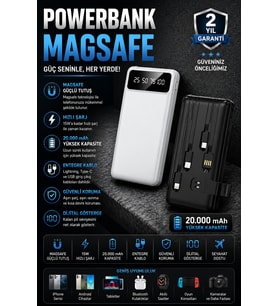 20000 mAh Powerbank LCD Ekranlı USB Lightning Type-C Uyumlu