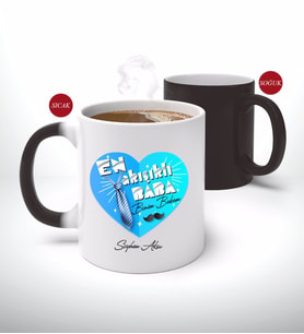 BK Gift Kişiye Özel Babalar Günü Hediyesi En Yakışıklı Baba Tasarımlı Sihirli Kupa Bardak-1 (Beyaz)
