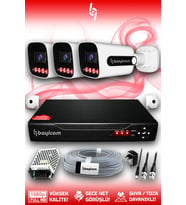 Bayicam 3 Kameralı Zebra 3 Dış Kamera Set HDD'siz 5 MP Full HD Gece Görüşlü Güvenlik Kamerası Sistemi