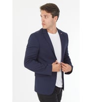 G-223 Erkek Lacivert Yarım Astarlı Dar Kalıp Blazer Ceket (Lacivert)