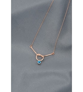 Papatya Silver 925 Ayar Gümüş Cam Göz Düğüm Kolye (Rose)