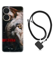 Realme C55 Kılıf Silikon Boyun Askılı İpli Desenli Silikon Wolf Eyes 1758