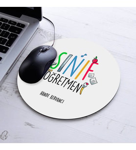 Kişiye Özel Sınıf Öğretmeni Temalı Yuvarlak Mousepad