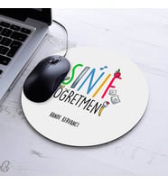 Kişiye Özel Sınıf Öğretmeni Temalı Yuvarlak Mousepad