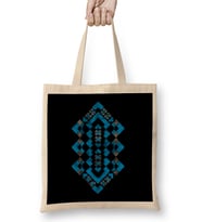 Navajo Geometric Tribal Pattern Earth Toned Tribal Bez Çanta Uzun Saplı