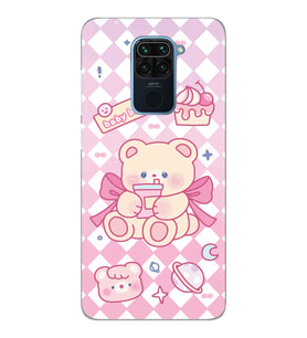 Xiaomi Redmi NOTE 9 Uyumlu Happy Bear Tasarımlı Şeffaf Telefon Kılıfı