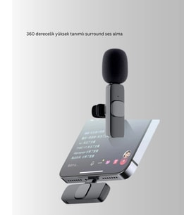 Çift Mikrofonlu Kablosuz Kayıt Seti İphone Uyumlu Mini Mikrofon