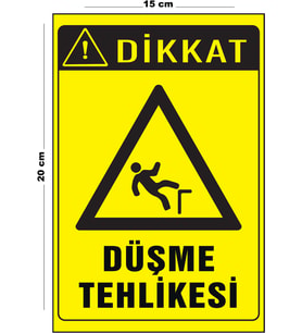 Metal Düşme Tehlikesi 15 Cm x 20 Cm Uyarı Levhası Yönlendirme Tabelası