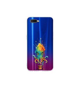 Oppo RX 17 Pro ile uyumlu Splash ahtapot tasarımlı şeffaf silikon kılıf