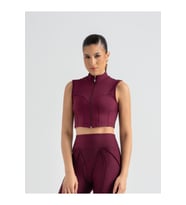 Mürdüm Rengi Dikiş Modelli Sculpt Line Spor Büstiyer ( Sporcu Sütyeni )