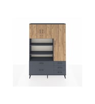 Arges Dolap 9 Raflı 5 Çekmeceli 3 Kapaklı 132x30x195 Antrasit-Çam/Antrasit