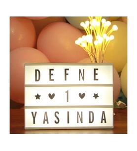 Led Message Light Box 96 Harfli Dekoratif Led Işıklı Mesaj Panosu  30cm × 22 cm