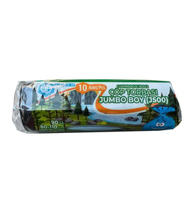 Yener Endüstriyel Jumbo Çöp Torbası Poşeti - 2 Kat - Siyah - 500 Gr. - 80x110 Cm. -10 Adetlik 1 Rulo