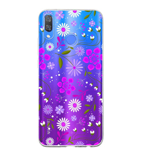 Huawei Y9 2019 Uyumlu Kapak Flowers Tasarımlı Şeffaf Silikon Kılıf