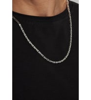 3mm Kral Kare 925 Ayar Gümüş Erkek Zincir Kolye Vek-3006