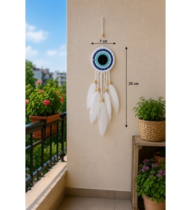 El Yapımı Nazar Boncuklu Mini Düş Kapanı Duvar Süsü–Bohem Dekoratif Dream Catcher