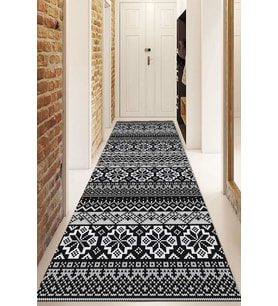 Dijital Baskılı Kaymaz Taban Yıkanabilir Modern Yolluk Ve Koridor Halısı NDU-HT-216 (Siyah)