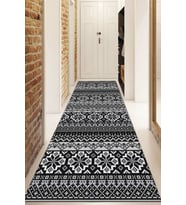 Dijital Baskılı Kaymaz Taban Yıkanabilir Modern Yolluk Ve Koridor Halısı NDU-HT-216 (Siyah)