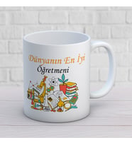 Dünyanın En İyi Öğretmeni - Öğretmenler Günü Temalı Baskılı Kupa Bardak Mod2