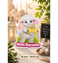 Pembe Kuzucuklu Para Kartı - Bayram Harçlık Kartı - Bayram Hediyesi - Kurban Bayramı -10 Adet