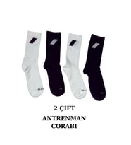 2'li Antrenman Çorabı Nem Emici ve Koşu- Fitness Çorabı (Siyah-Beyaz Renk)