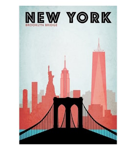 Brooklyn Köprüsü Seyahat Poster Tablo Ahşap Poster Dekoratif