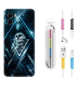 Vivo Y15S Y32 Y33S Y51 Y53S Kılıf Kablo Koruma Spiral Silikon Old Owl 1649