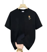 Baskılı Oversize Bisiklet Yaka T-shirt - Siyah
