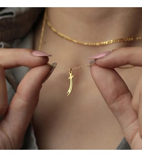 Kişiye Özel 925 Ayar Gümüş Minimal Kılıç Kolye (Gold)