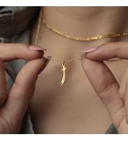 Kişiye Özel 925 Ayar Gümüş Minimal Kılıç Kolye (Gold)