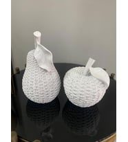 Dekoratif 2'li elma armut biblo polyester (Beyaz)