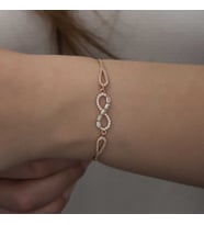 Gümüş Rose Baget Taşlı Sonsuzluk Bileklik