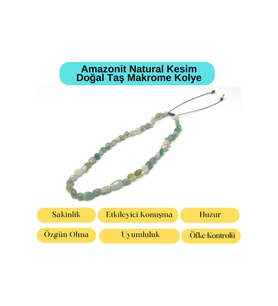 Sertifikalı Amazonit Natural Kesim Makrome Doğal Taş Kolye Ayarlanabilir Ölçü