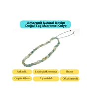 Sertifikalı Amazonit Natural Kesim Makrome Doğal Taş Kolye Ayarlanabilir Ölçü